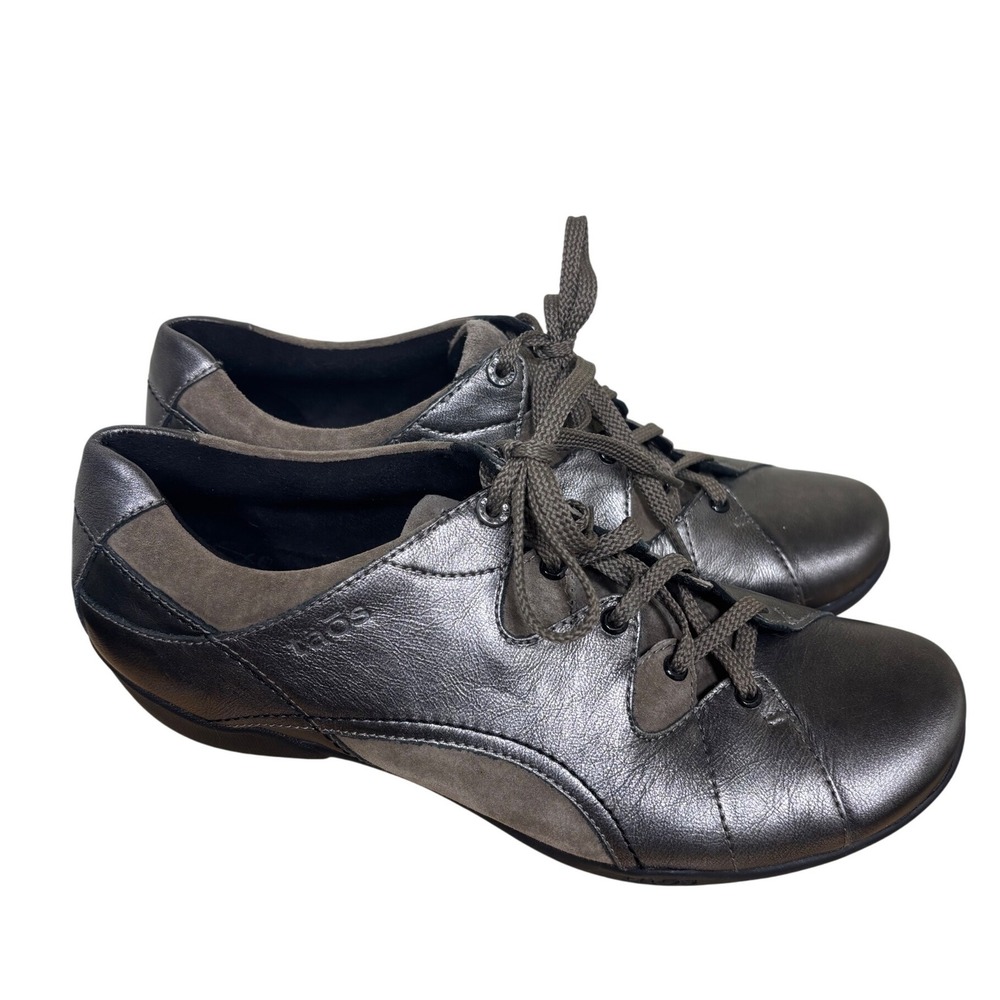Taos Speed Lacer Sneakers Womens 9 Pewter Metallic Leather Suede SPE-10598A PWT